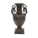 Black pot vase, late 19th century/early 20th century with WS&S 117 to base, twin-handled,