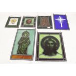 6 pieces of lead-mounted stained glass