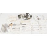 A collection of Modern pewter mugs and a Community plate part flatware service (1 box )