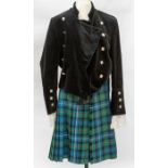 Full 20th century Highland Dress with dagger including shoes with silver buckle hallmarked in