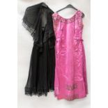 9 assorted evening dresses to include: An autumnal chiffon Ronald Joyce evening dress, size 10,