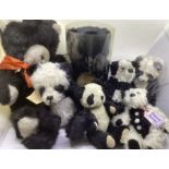 Collection of good  Vintage Panda Teddy bears selection- variety of sizes  sizes ( quantity)