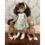 Sasha Trendon Limited dolls 1970s collection of 3 dolls to include a brunette and a baby  12” blonde