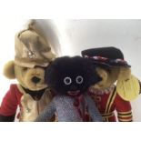 Merrythought Black Rag doll and teddy bears  with Beefeater costume (3)