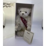 Merrythought 13” regal Regal Splendour teddy bear with White Sash.(1)