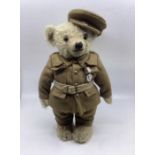 Merrythought Vintage WW1 style dressed teddy bear with cap 13” toy- excellent unused beautiful