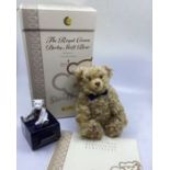 Merrythought Royal crown Derby teddy bear boxed with ceramic teddy bear all boxed ; Excellent set