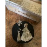 Fine early 1800s Sewing needle layered hand made Case depicting a bridal couple, given as a