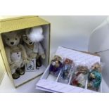 Vintage Pearly King boxed pair of Cream Bears and Franklin mint box of miniature bears  still