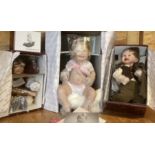 Ashton Drake 3 Porcelain Bay collectors dolls-seated in original boxes an appear unused.(3)