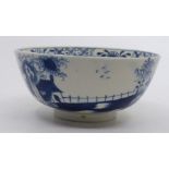 Lowestoft long fence pattern slop bowl circa 1770 , 12.5cm diameter . glaze scratches to the inside