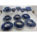 Large group of pearlware teawares  decorated in the teaparty patterns circa 1820-30s . Various