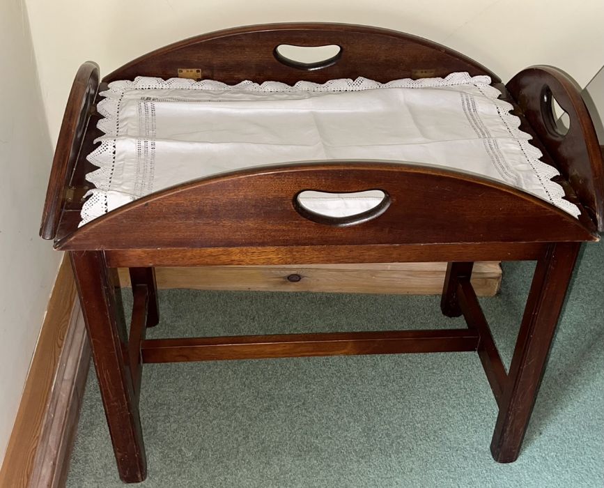 A late Victorian mahogany butler tray; two side tables (3) ***Offsite Location***