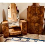 An Art Deco burr walnut bedroom suite with a his & hers wardrobes and dressing table (3) ***