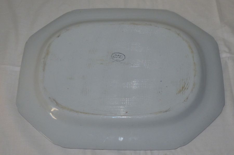 A blue and white transfer printed canted rectangular meat dish, the centre with scattered flower - Image 2 of 3