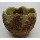 Bernard Rooke studio pottery plant pot holder , decorated with ferns 16cm high x 23cm diameter good