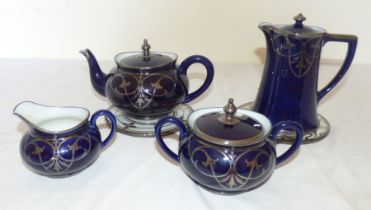 Limoges part tea service tea service C1920 - 1930 with 2 glass inlayed stands  coffee pot stands