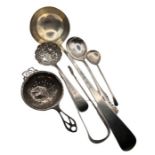 A selection of Georgian and other flatware comprising a George III Ladle, makers mark A B G R,