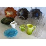 Mixed collection of glass , to include carnival glass , vaseline glass and pressed glass , and a