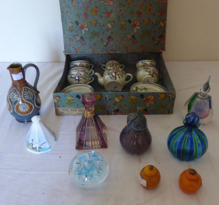 Japanese boxed toy tea service, Murano glass scent bottle, Royal Doulton and odds ( 10 )