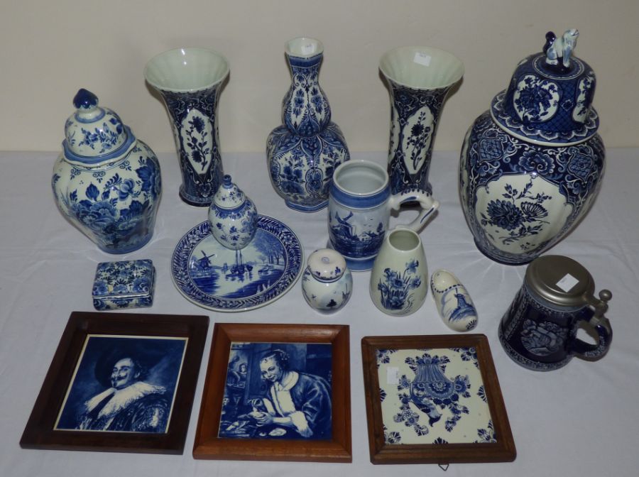 Quantity of modern Delft blue and white vases and lidded pots...C20th  16 pieces - Image 2 of 2