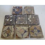 A group of 9 Minton & co floor tiles in the Pugin style 15cm