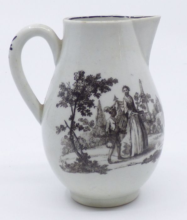 Worcester jug decorated with a transfer prints of the tea party and maid with a  page pattern , - Image 2 of 5