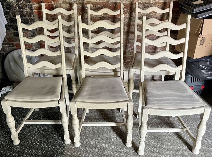 A set of six 19th century oak painted dining chairs (6) ***Offsite Location***