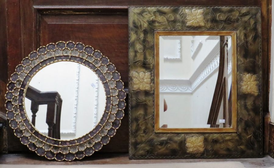 2 decorative wall mirrors in ornate frames , 60cm and 76cm x 66cm