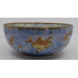 Wedgwood luster bowl decorated with carp both on the inside and the outside ,with a pale blue