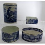 Early 19th century transfer printed pearlware Brameld boy fishing pattern jar 15cm high , Spode