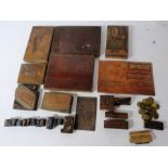 A collection of copper plate printing blocks , to include a river scene with a ship , possiby the