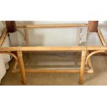 A 20th Century bamboo type and glass inlay coffee table. ***Offsite Location***