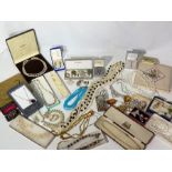 A large selection of vintage costume jewellery comprising of Art Deco glass necklace, imitation