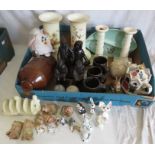 A group of mixed ceramics and resin figures , to include 3 Genesis Fine Arts figures , a pair of