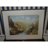 Large Water colour - Gresley (1892-1967) Ravens Crag/Tor Dovedale measurements inside of frame 59cm