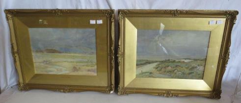Percy Brooke (British 1869-1916) "A Cliff Road" and "Across the Marsh", signed and dated,