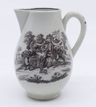 Worcester jug decorated with a transfer prints of the tea party and maid with a  page pattern ,