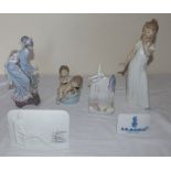 A collection of lladro figures all in good condition tallest 29cm high ( 6 )