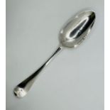 A Georgian silver tablespoon, Hanoverian pattern, London 1757, with sponsors mark for William Shaw