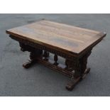 A walnut drawer leaf dining table, early 17th Century and later, the rectangular three planked top