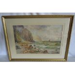 Joseph Hughes Clayton (Exh. 1891-1929). Beach scene, signed lower left, watercolour, 36cm x 56cm
