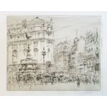 William Walcot (Scottish, 1874-1943). Piccadilly Circus, London, drypoint etching, signed in