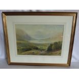 Henry Williams , mountains lake and sheep scene, watercolour, signed lower left , 32cm x 46cm