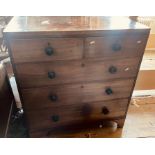 A George IV mahogany chest of drawers, caddy top with satinwood lining, above two short and three