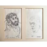 Sydney Arrobus (1901-1990). Portrait sketches on both sides of two sheets, ink, signed & dated,