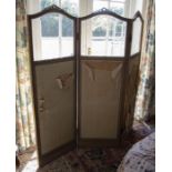 A gilded wood and part glazed threefold room screen, circa 1900 each arched section with pierced