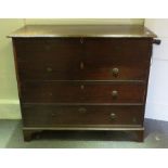 A grained pine mule chest, 19th C and later . In the form of a chest of drawers with a lifting hinge