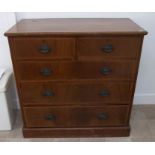 An Edwardian mahogany and satin wood banded chest of two short and three long drawers, 106cm(W) x