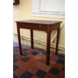A George III provincial oak side table with slim frieze drawer and chamfered square legs 75cm(W)
